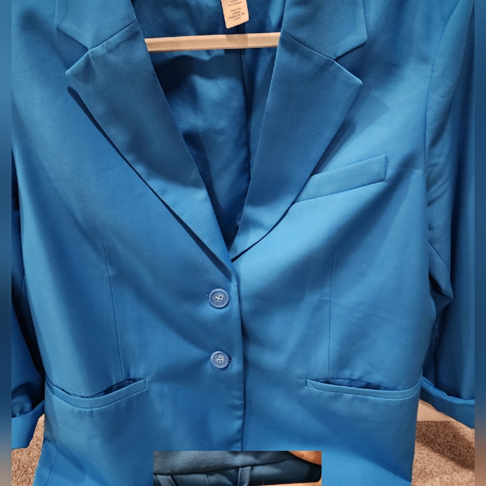H&M Blue Blazer Structured Suit Jacket